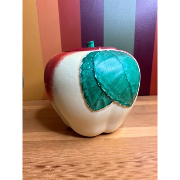 1940s Hull pottery apple cookie jar ceramic fall autumn decor - CRAZING - Picture 4 of 10